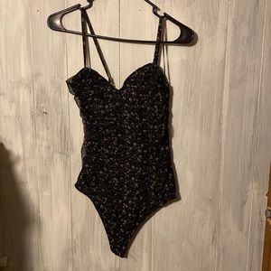 Navy floral bodysuit